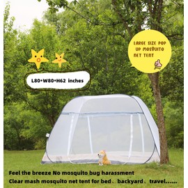 Jsanh Folding Mosquito Net Tent Canopy Curtains for Beds Pop Up Mosquito Net Tent King Size Portable Mosquito Netting with Bottom for Baby Adults(L80xW80XH62 inch