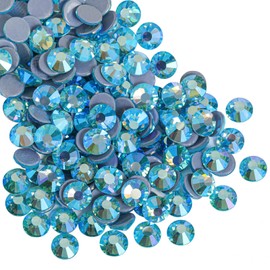 Beadsland Hotfix - 1440 diamantes de imitación de cristal con parte trasera plana para manualidades, ropa, decoraciones de bricolaje, aguamarina AB, S