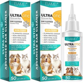 Sanrik Sanrik Dog Ear Cleaner, Dog Ear Drops for Infection Antibiotics, Non-Toxic, Non Irritating, Anti Fungal Ear Drops for Dogs & Cats, Dog Ear Infection Treatment, Dog Ear Cleaner Solution (2 pack)