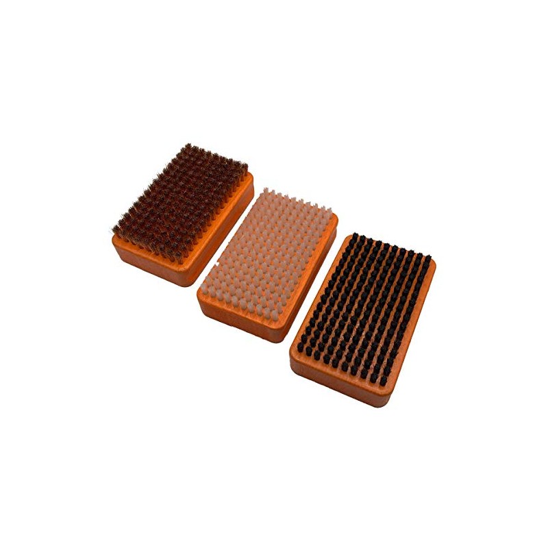 RiSki Ski Brushes Set of 3 with Nylon Brush, Horsehair