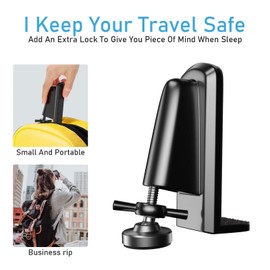 Door Jammer Door Stopper, Portable Door Security Lock for Travel/Apartment/Safety Self Defense/Personal Protection, Aluminum Alloy Anti-Slip Door Lockdown Security Device (Black)