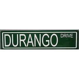 Durango Drive Metal Street Sign 6x24 Compatible with Dodge SE GT R/T SRT Hellcat SUV BAR Shop Home Office Garage Man CAVE Restaurant Wall Art Classic Custom Race City Retro Gift