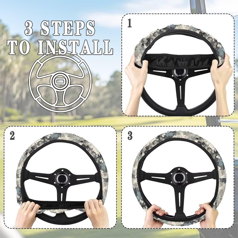 Oramclsy Camouflage Golf Cart Steering Wheel Covers for Women,High Stretch
