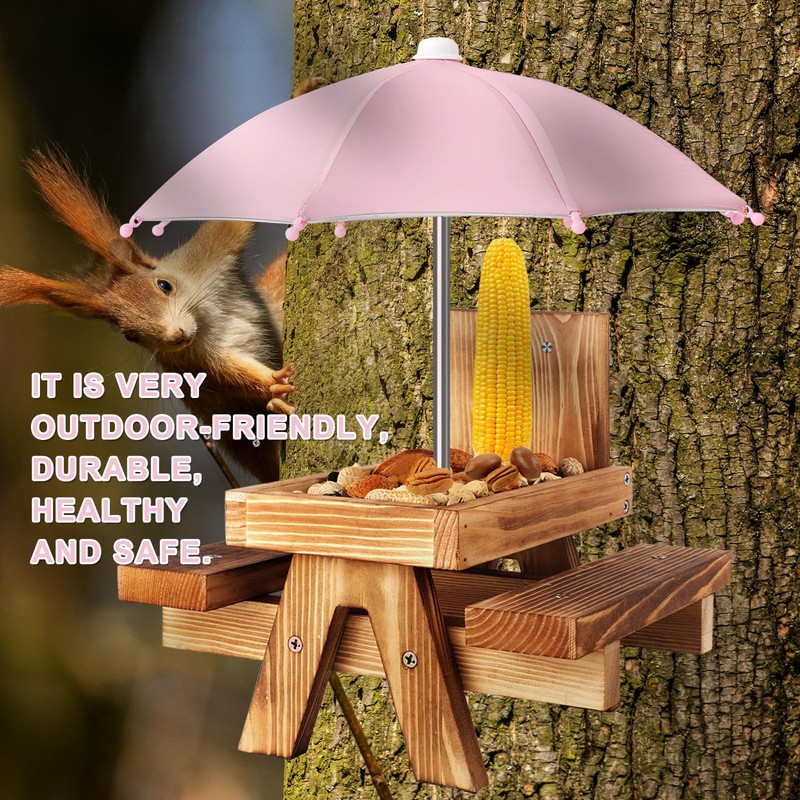 Gnodary Squirrel Feeder with Umbrella, Squirrel Feeders for Outside, Squirrel