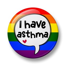 Asthma Pin Badge, I Have Asthma Pin Button Badge, 32mm, Medical alert, Invisible Illness, Difficulty breathing, Asthma Awareness (Rainbow)