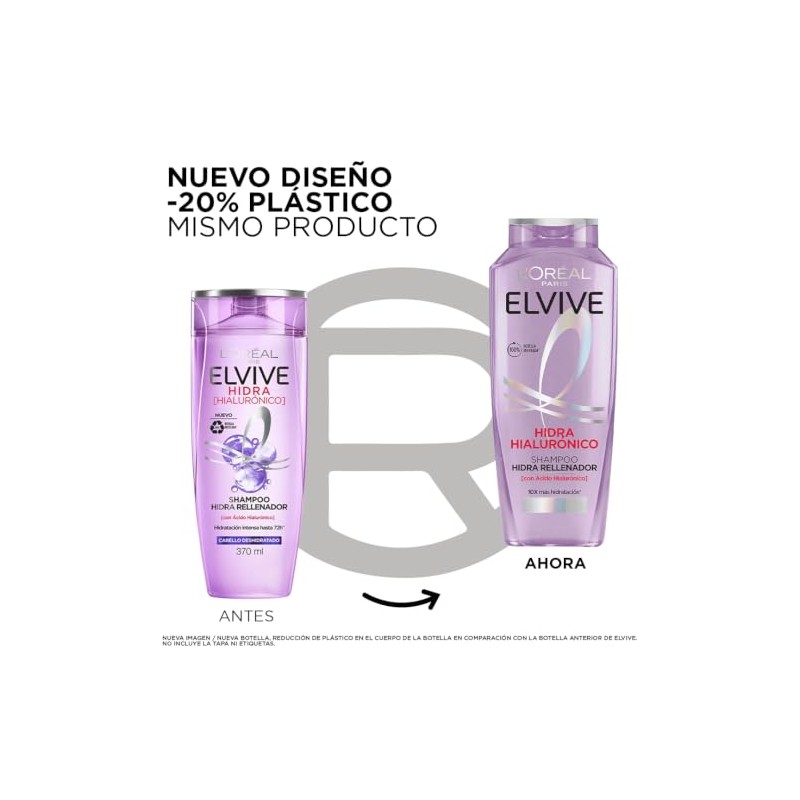 L'Oréal Paris Shampoo Hidra Hialurónico Elvive 370 ml