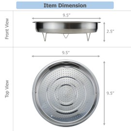 EIKS Stainless Steel Mesh Steamer Basket with Easy Lift Handle for Steaming Vegetables Dumplings Seafood Eggs (9.5" Diameter)