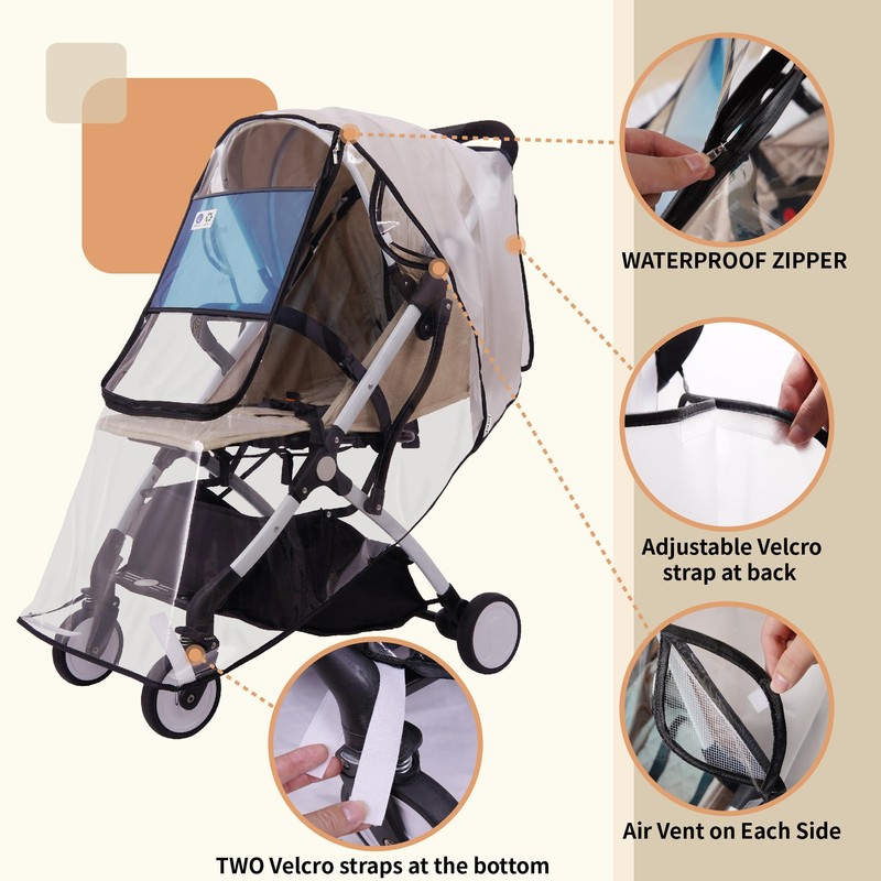 Bemece Stroller Rain Cover, Universal Stroller Accessory, Baby Travel Weather