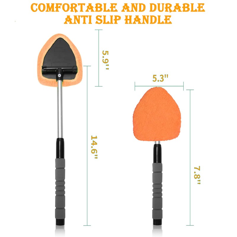 Windshield Cleaning Tool with Reusable Microfiber Pads Glass Wiper Kit,
