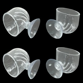 Kemcatui 4Pcs Aquarium Worms Feeder, Acrylic Worm Feeding Cup with Suction Cups, Water Planter Pot Live Plant Holder for Fish Tank