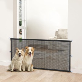 Dog Gate Indoor Pet Gates for Stairs: Dogs Screen Mesh Gate for The House Magic Gate for Kitchen Doorways Hallway Stairways Safety Porch Yard 30 inch Tall, 65 inch Wide