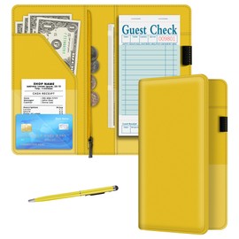 bvya BVYA Server Book for Waitress, 5x9 Inch Server Book with Zipper Pocket, Solid Candy Sweet Leather Server Wallet Organizer Fit Waitress Apron