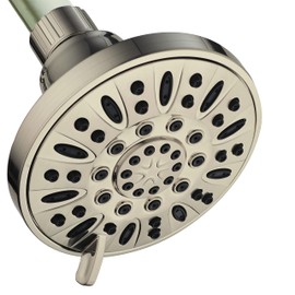 AquaDance BRUSHED NICKEL High Pressure 6-Setting 4" Shower Head – Angle Adjustable, Anti-Clog Showerhead Jets, Tool-Free Installation - USA Standard Certified - Top U.S. Brand