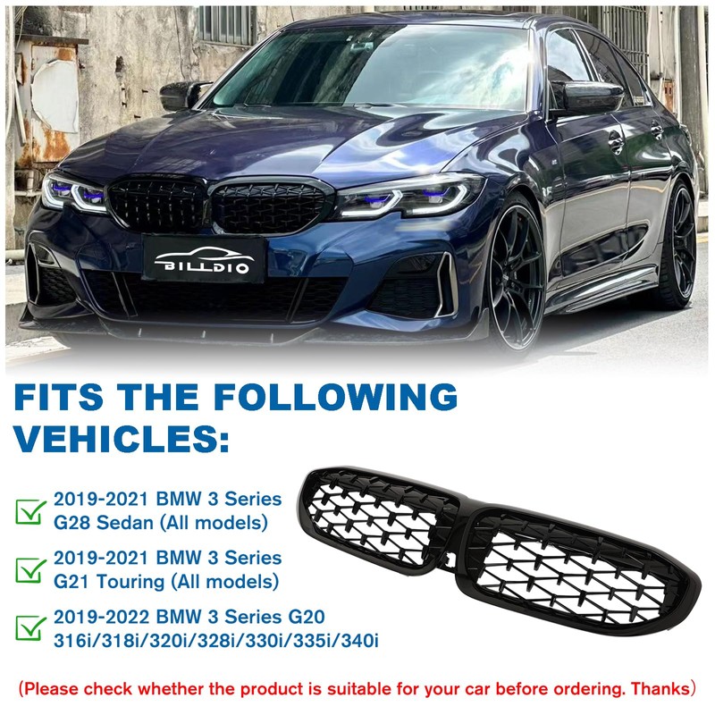 BILLDIO G20 Grill - Black Kidney Grille Compatible With 2019-2022