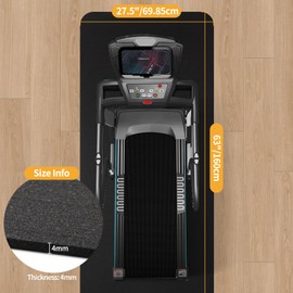 Fitness Equipment Mat for Hardwood Floors - 100% Recycled Rubber for Home Gym Flooring, Durable Workout Fitness Mats, Walking Pad Exercise Bike Equipment, Non-Slip 0.16" Thick, Black