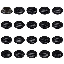 Leliafleury 20Pcs Air Vent Louver Round Ventilation Grilles Mesh Hole Soffit Vents Stainless Steel Air Vent Louver Hole for Kitchen Bathroom Cabinet Wardrobe (Black, 25mm Flat Mouth)