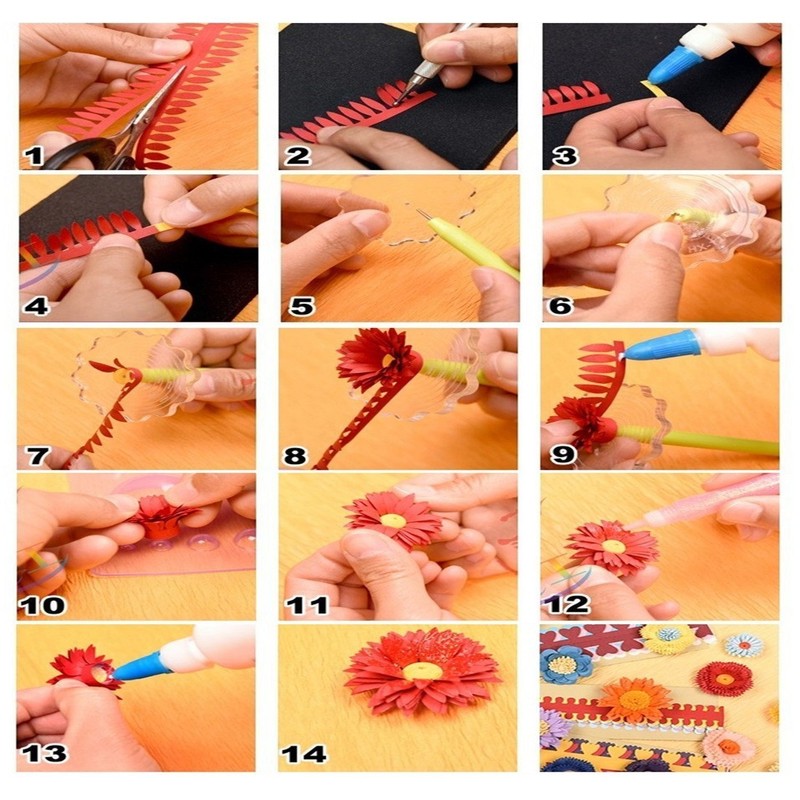 ODETOJOY 8 Patterns Flower Paper Quilling Strips Craft Make Paper