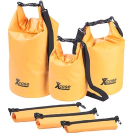 Xcase Waterproof Packing Bag: Set of 3 Waterproof Packing Bags Made of Truck Tarpaulin, 5/10/20 Litre, Orange (Waterproof Pack Sack Backpacks, Dry Bag, Underwater Light)