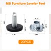 Yinpecly Furniture Leveler, 20 PCS M8 Threaded Adjustable, Metal and
