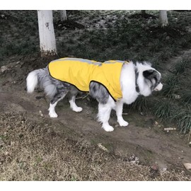 Dog Rain Coat with Waterproof Dog Clothes Dog Jacket, Pet Hoodie with Lightweight Reflective Strip Rain Dog Rain Coat Hooded Slicker (Yellow, Small)