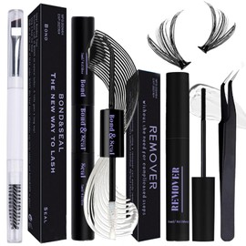 Qiveaory Eyelash Glue Lash Bond and Seal Kit 4 Pieces DIY Lash Extension with Waterproof Lash Cluster Glue 72h Hold and Seal Lash Remover Tweezers Portable Eyelash Brush with Cap for Beginners