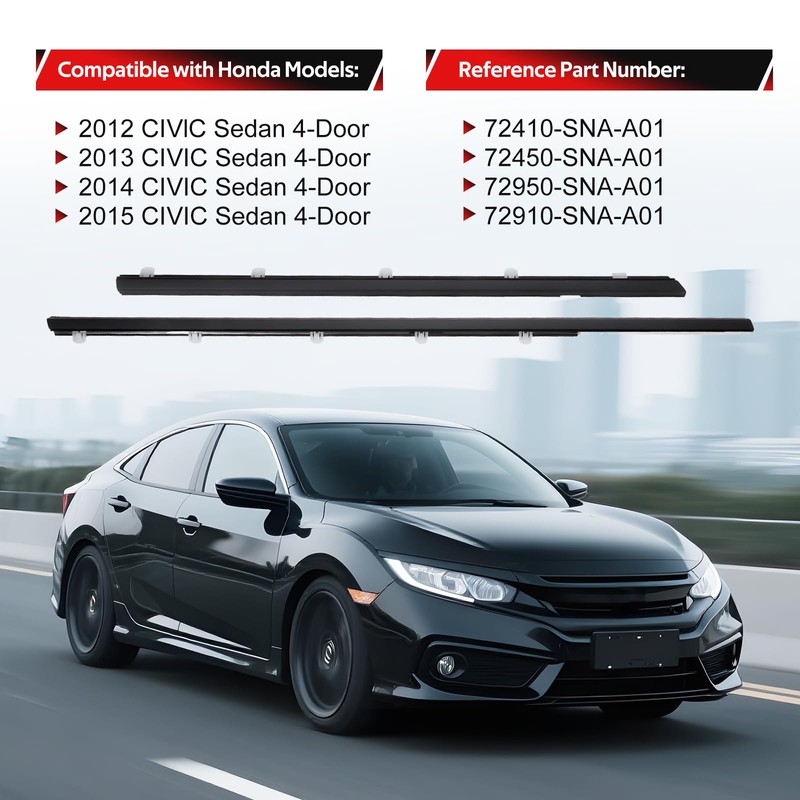 4Pcs Window Weather Stripping Moulding Weatherstrip Trim Seal Belt Compatible