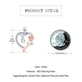 Regalos de cumpleaños para de 18 años/10th/11th/12th/13th/15th/16th/17th/21th/30th/40th/50th/60th/70th/75th/80th/85th/90th Birthday Gifts para mujer, hija, collar con colgante de corazón de rosa