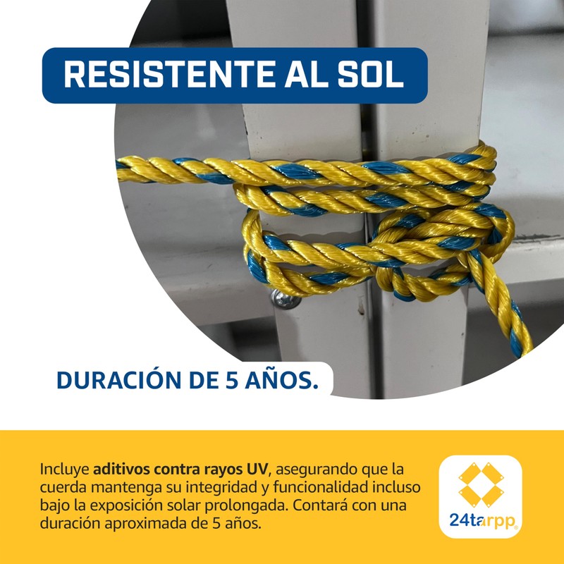 24tarpp Cuerda 6MM Amarilla SOGA para Amarre Multiusos Lazo para