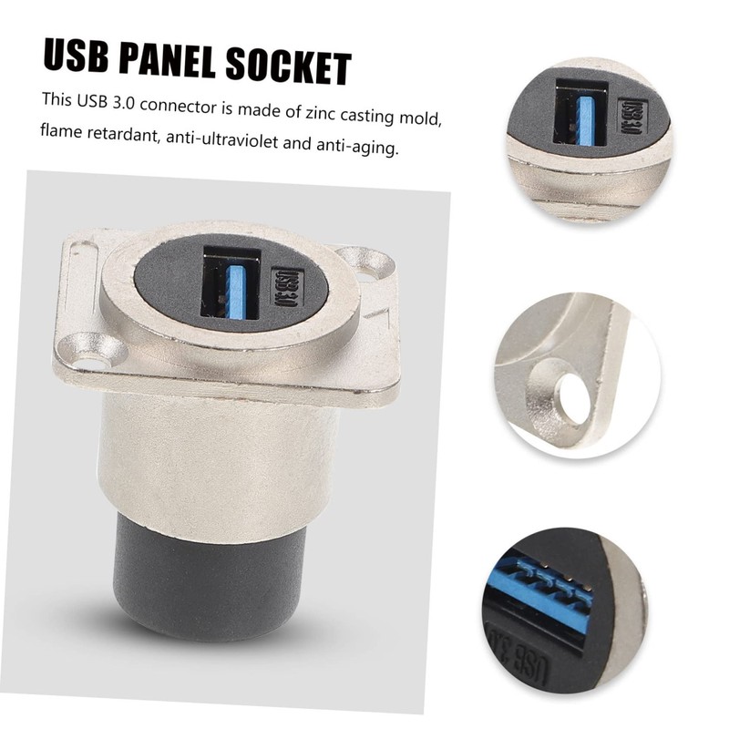 Tofficu 2pcs USB Panel Mount Coupler Flush Mount USB Connector