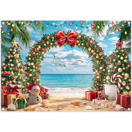 YCUCUEI 7x5ft Fabric Christmas Beach Summer Hawaiian Photography Backdrop