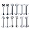 Prettyia 12Pcs 16G Crystal CZ Anillo De Labio Labret Roscado