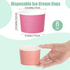 Kochorie 60 Pieces Paper Ice Cream Cups 8oz Disposable Ice Cream Bowls Solid Color Paper Dessert Yogurt Sundae Bowls Hot or Cold Food Containers for Summer Party Supplies (6 Pastel Color