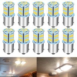 UNXMRFF 1156 LED Bulb Super Bright Warm White, Camper Light Bulbs 1073 1003 BA15S 7506 1141 LED Bulbs Replacement for 12V RV Interior Ceiling Dome LED Lights/Trailer/Boat/RV Light Bulbs (Pack of 10)
