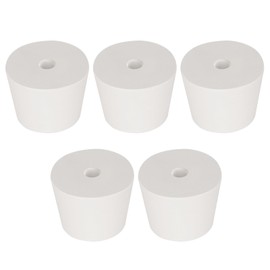 Labasics 5er-Pack 8# Einkanal-Gummistopfen, weiße konische Laborverschlussstopfen mit 6 mm Loch, ideal für Laborgeräte, Experimente und sichere Abdichtungsanwendungen