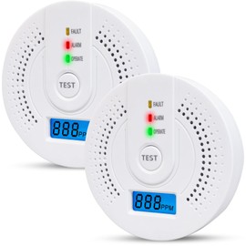 2 Pack Carbon Monoxide Detectors,CO Detectors Battery Powered,Carbon Monoxide CO Alarms with Light&Digital Display for Home,Bedroom,Kitchen,Office