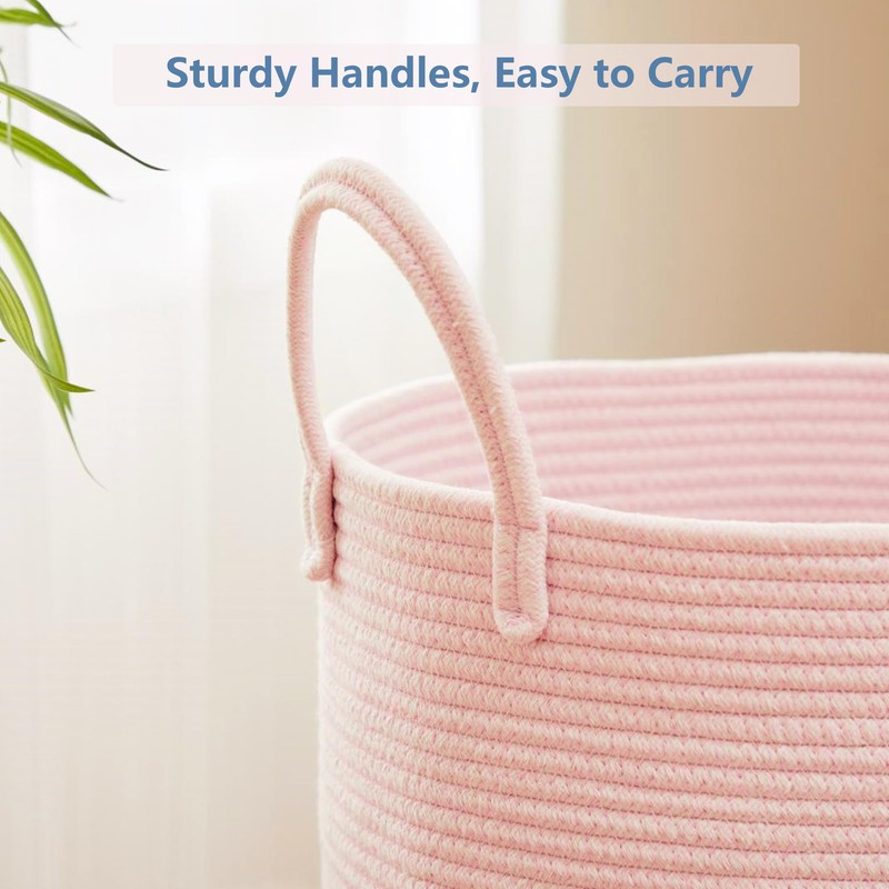 MOJOSCEND 15Dx20H inches Large Pink Hamper Laundry Basket for Baby