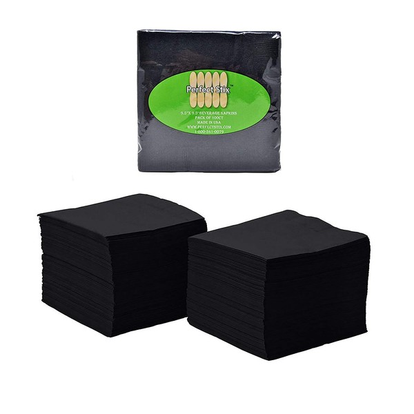 Perfect Stix 2 Ply Black Beverage Napkins- Case of 600ct