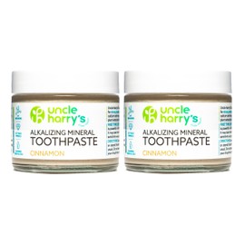 Uncle Harry's Pack of 2 Cinnamon Remineralizing Toothpaste | Natural Whitening Tooth Paste Freshens Breath & Promotes Enamel | Vegan Fluoride Free Toothpaste (2 Pack of 3oz Jars)