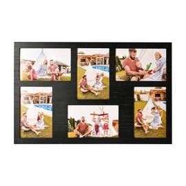MONT PLEASANT 4x6 Collage Picture Frame Family Photos Display - 6 Openings Collage Picture Frame for Wall for Tabletop Stand Black Picture Frames Set for Home Decor Family Gifts