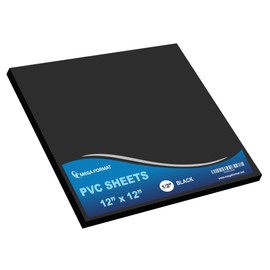 Mega Format Expanded PVC Plastic Sheets - 12" X 12" Rigid Black Sheet for Crafts, Signage, & Displays - Sintra, Celtec PVC Board - Waterproof for Outdoors Use - 1/2" Thick - 1-Pk-Black