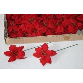 floral supplies (p594) 72 Red Velvet Poinsettia Picks Christmas Artificial Wreath Craft Joblot
