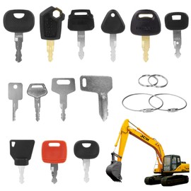 SVUPUE Ignition Key Set, 17 Pieces Construction Machinery Key Set, Ignition Key Set, Construction Machinery, 13 Different Keys and 4 Key Chains, for Excavators, Forklifts, Tractors and Road Rollers