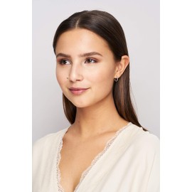 ANDANTE 925 Sterling Silver Women's Stud Earrings Half Hoop Earrings Diameter 15 mm with White Zirconia Stones, Solid 925 sterling silver, with 925 silver stamp, zirconia, Cubic Zirconia