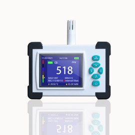 CO2 Detector, 3-in-1 Air Quality Monitor for Carbon Dioxide, Temperature, and Relative Humidity, Featuring Data Storage and Alarm for Homes, Cars, Grow Tents, and Wine Cellars（TC-510A）