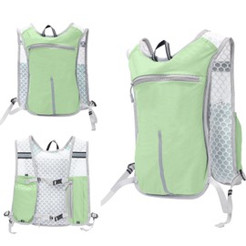 Running Vest for Women Men,Adjustable Chest Straps Running Hydration Vest,Lightweight Reflective Hydration Backpack for Marathon Hiking Cycling (Green, One Size)