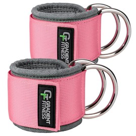 Gradient Fitness Ankle Strap 2 D-Rings (2 Pack) | Ankle Strap for Cable Machine, Ankle Bands for Working Out, Cable Ankle Strap, Cable Machine Attachment, Ankle Cable Attachments for Gym… - Color: Pink