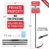 T&R Large Private Property No Trespassing Sign with 54" Stake,