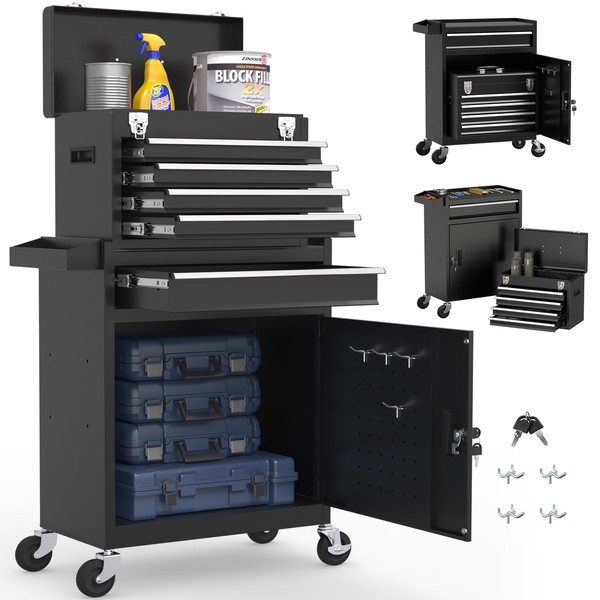 Wanmwill Tool Chest, 5-Drawer Rolling Tool Box with Wheels, Tool