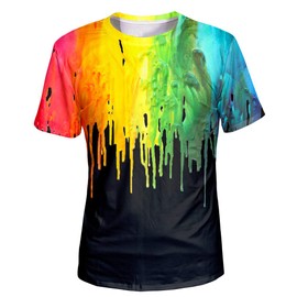 Asylvain Unisex Paint Splatter Shirt 3D Print Colorful Graphic Cool Design Tee Shirts for Men and Women, Small