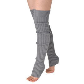 TeeYee Women's Winter Leg Warmers Leg Warmers Stockings Extra Long Knitted Warm Knee Warmers for Women Girls Yoga Ballet, lightgrey